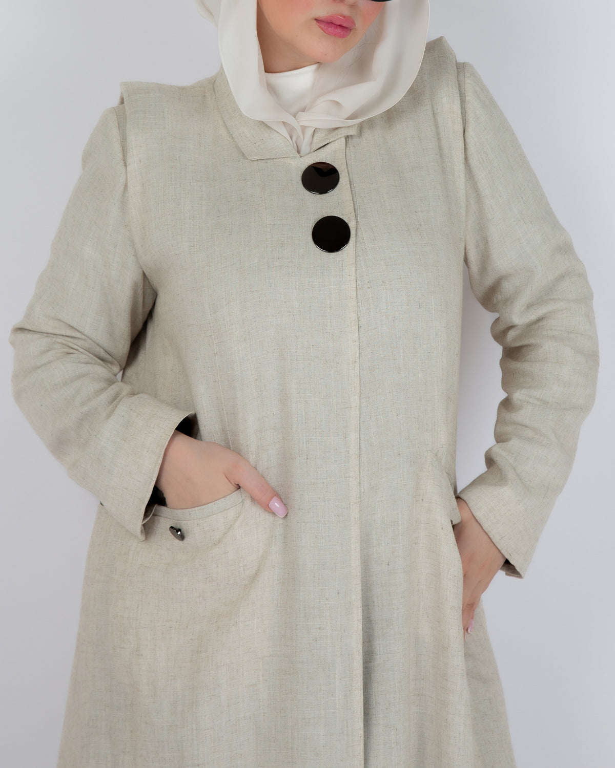 BEIGE LINEN COAT