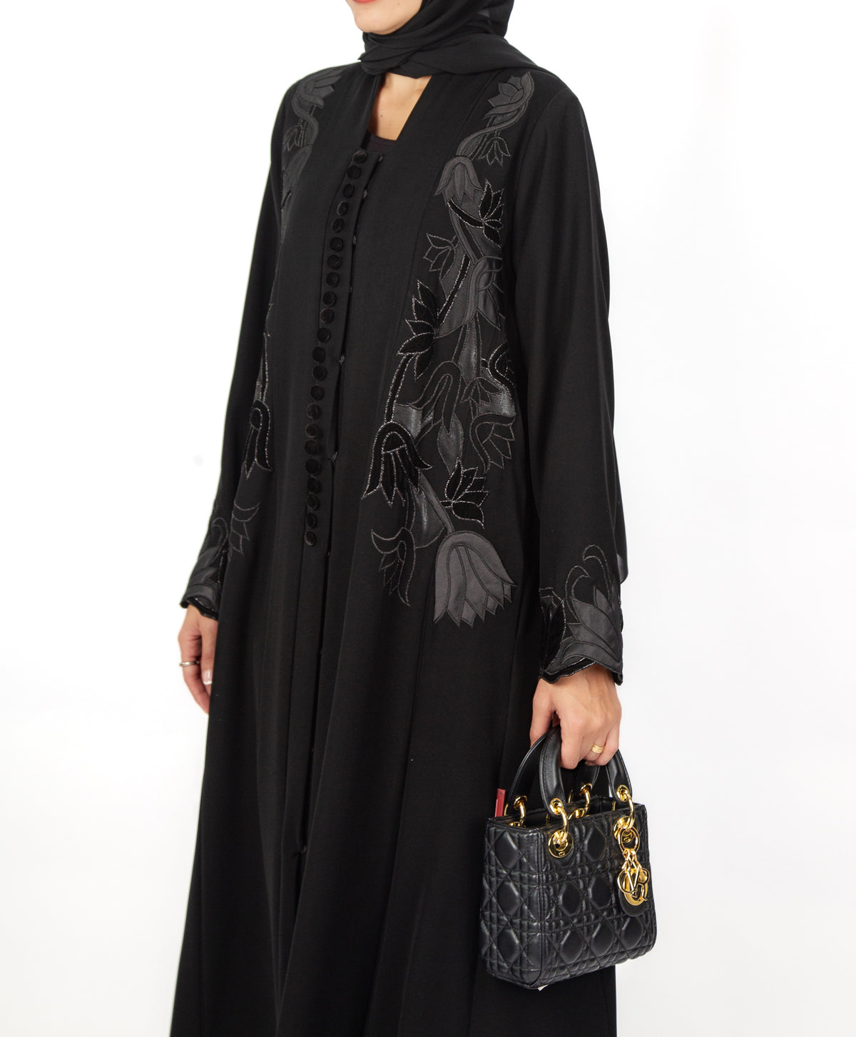 OP SHAN COAT KNITTED FLOWER WITH VELVET BUTTONS