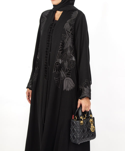 OP SHAN COAT KNITTED FLOWER WITH VELVET BUTTONS