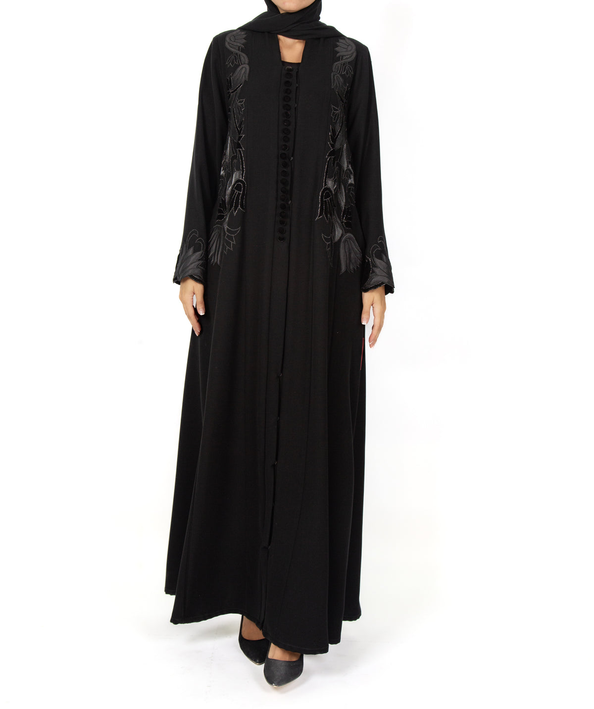 OP SHAN COAT KNITTED FLOWER WITH VELVET BUTTONS