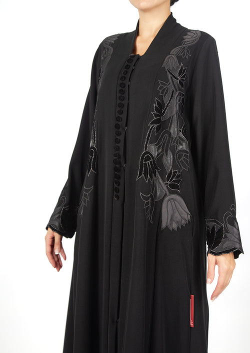 OP SHAN COAT KNITTED FLOWER WITH VELVET BUTTONS