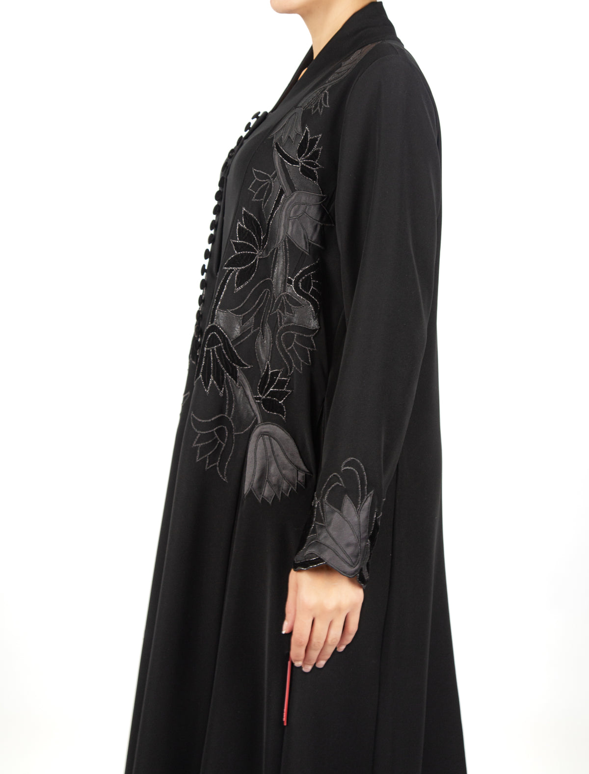OP SHAN COAT KNITTED FLOWER WITH VELVET BUTTONS