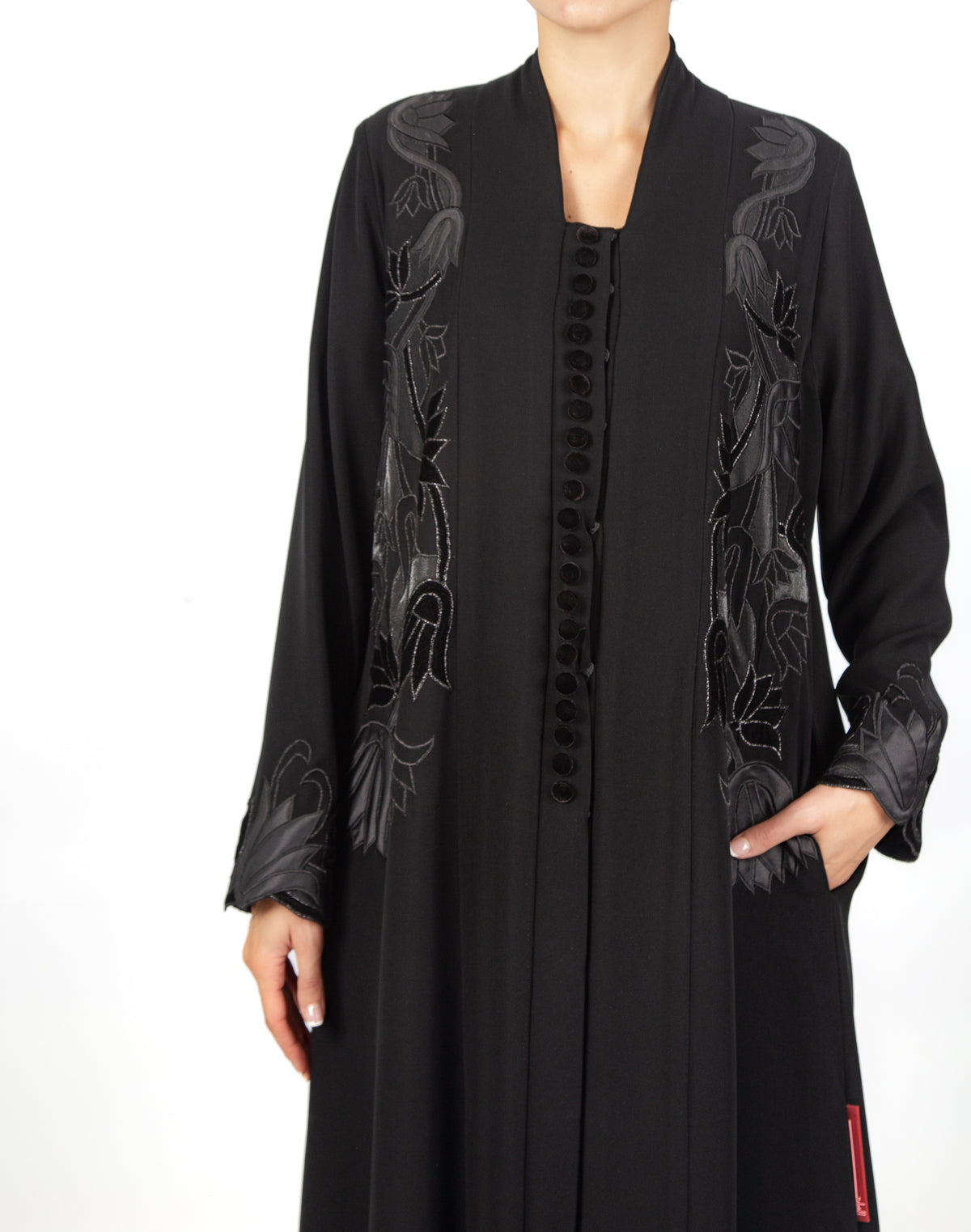 OP SHAN COAT KNITTED FLOWER WITH VELVET BUTTONS