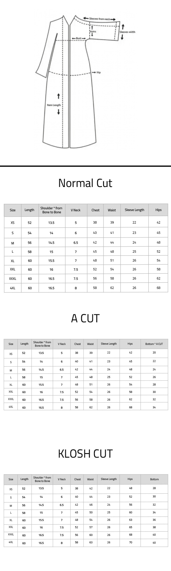 Size chart